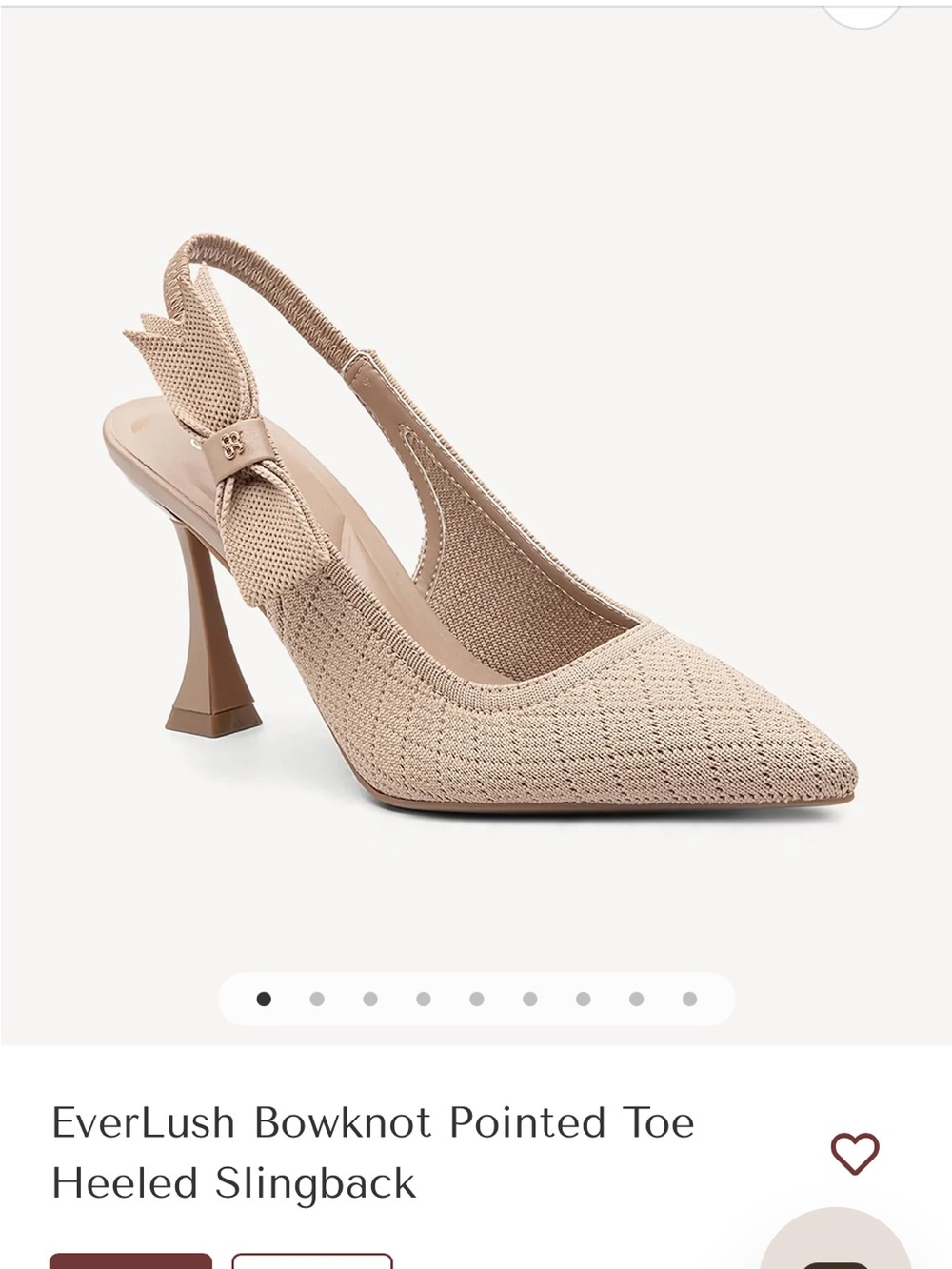 Bowknot Pointed Toe Heeled Slingback in Beige